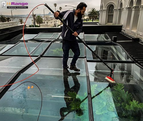 commercial window cleaning st kilda at The-esplanade Hotel using a waterfed pole